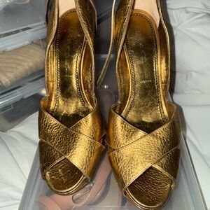 Casadei Shimmering Gold Strappy Heels